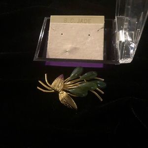 Genuine jade brooch new in box